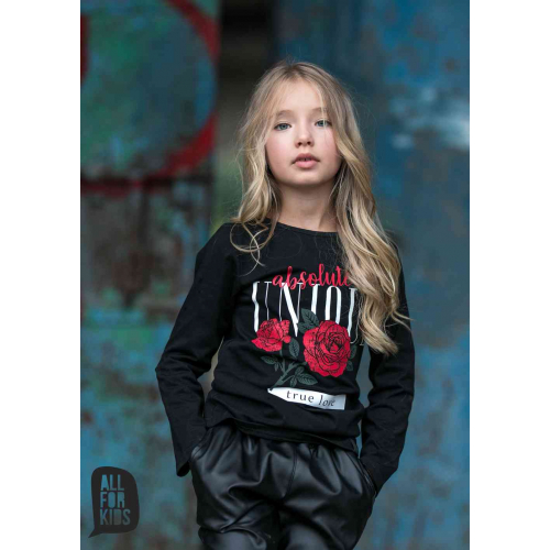 czarna modna bluzka dziewczęca, www.e-jojo.pl